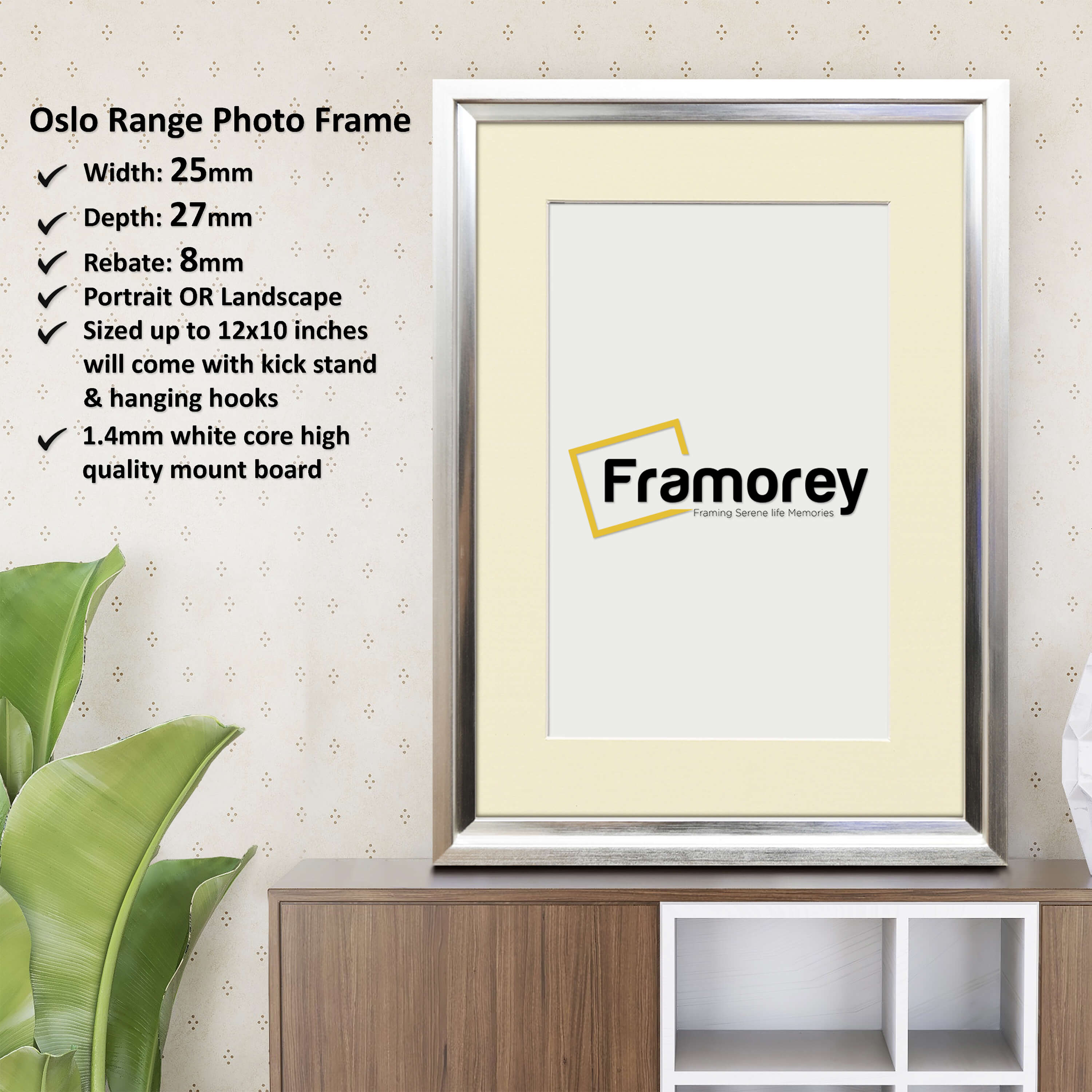 Silver Picture Frame Oslo Style Photo Frames With Ivory Mount