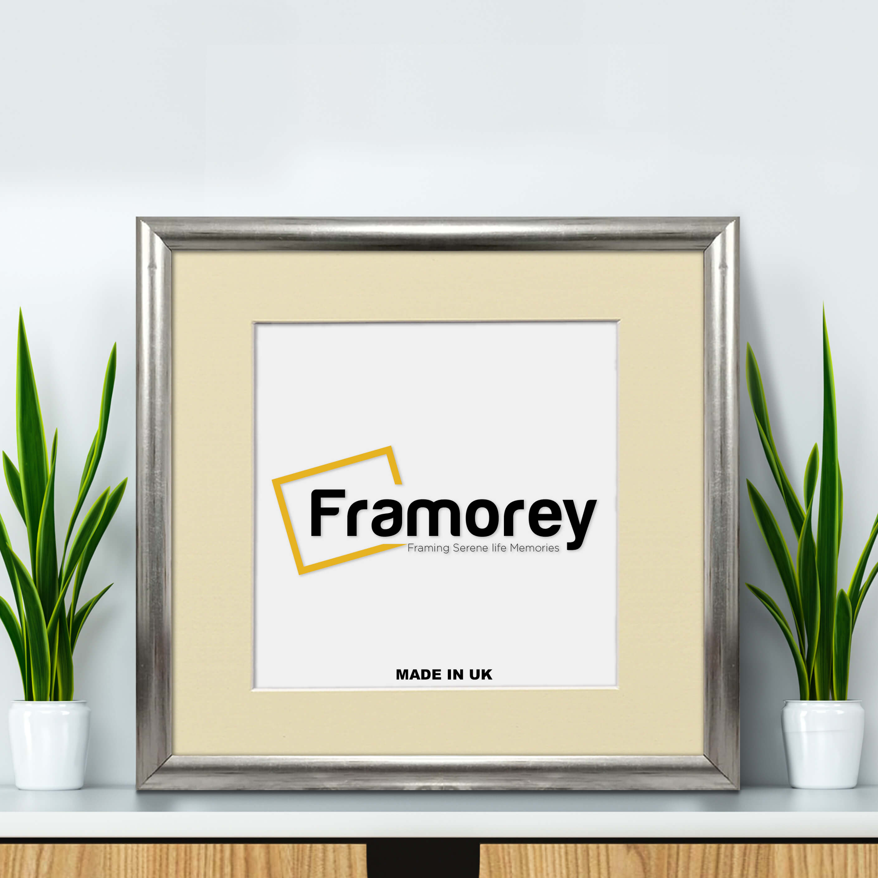 Silver Minimalist Square Size Frames Poster Frame With Ivory Mount