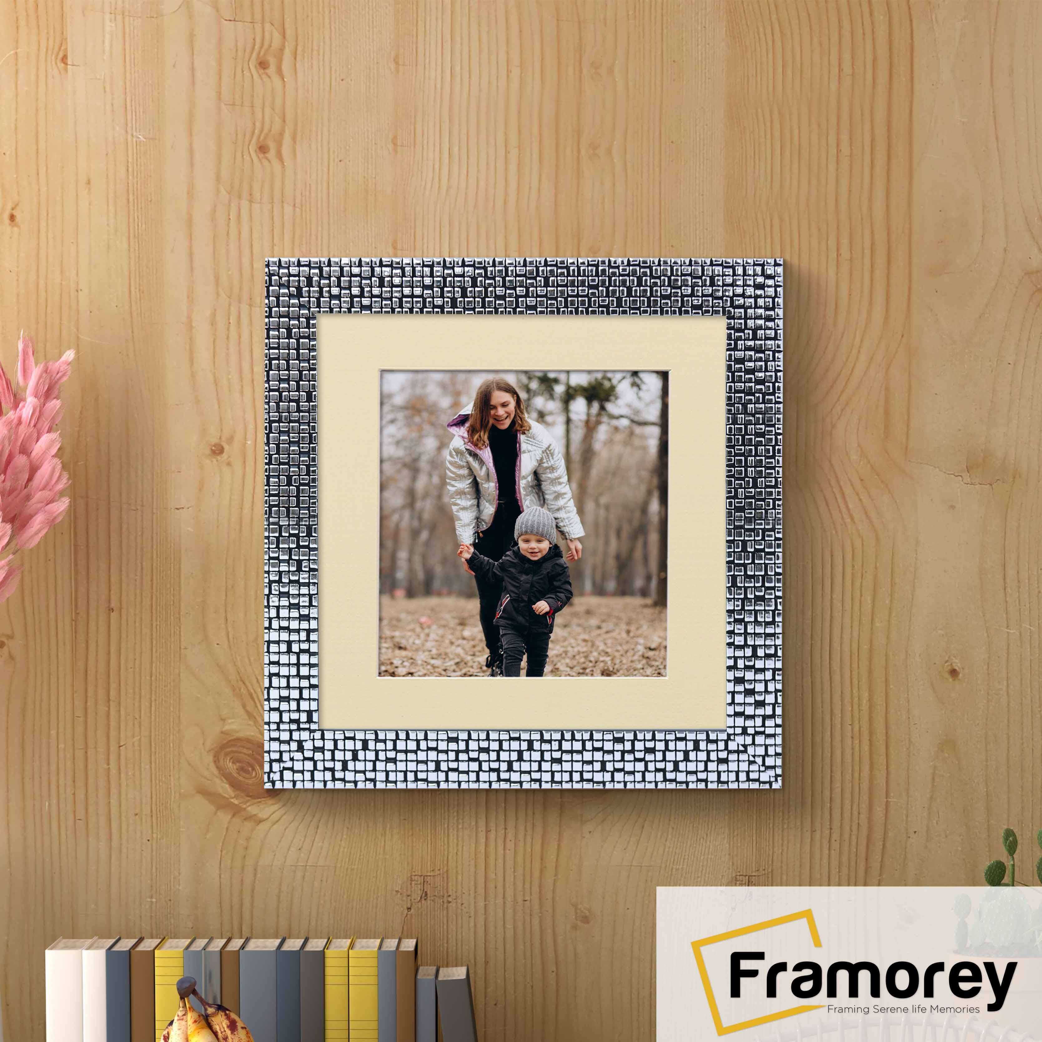 Square Size Silver Picture Frame Rockstar Style Photo Frame With Ivory Mount