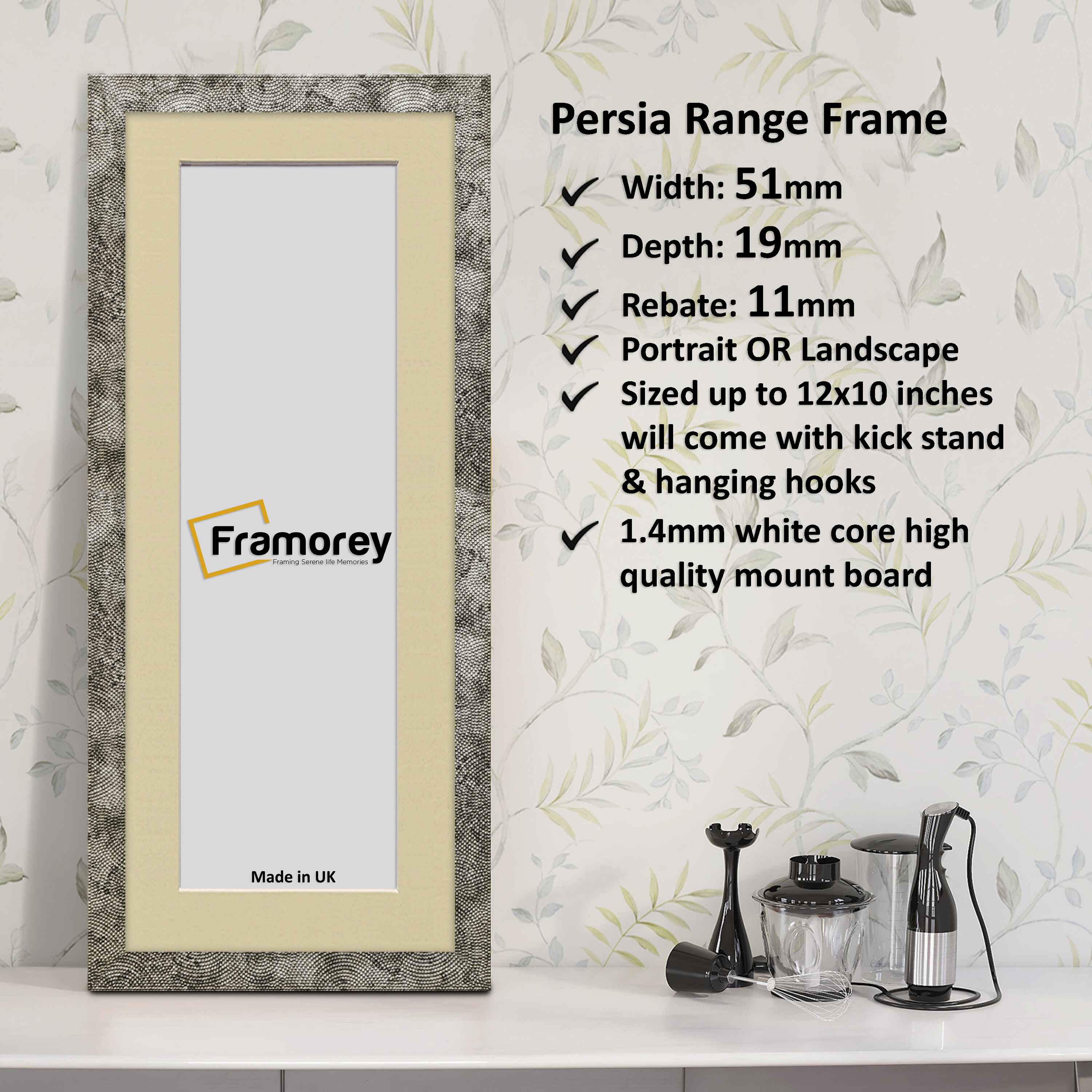 Panoramic Size Silver Picture Frame Persia Style Wall Frame With Ivory Mount