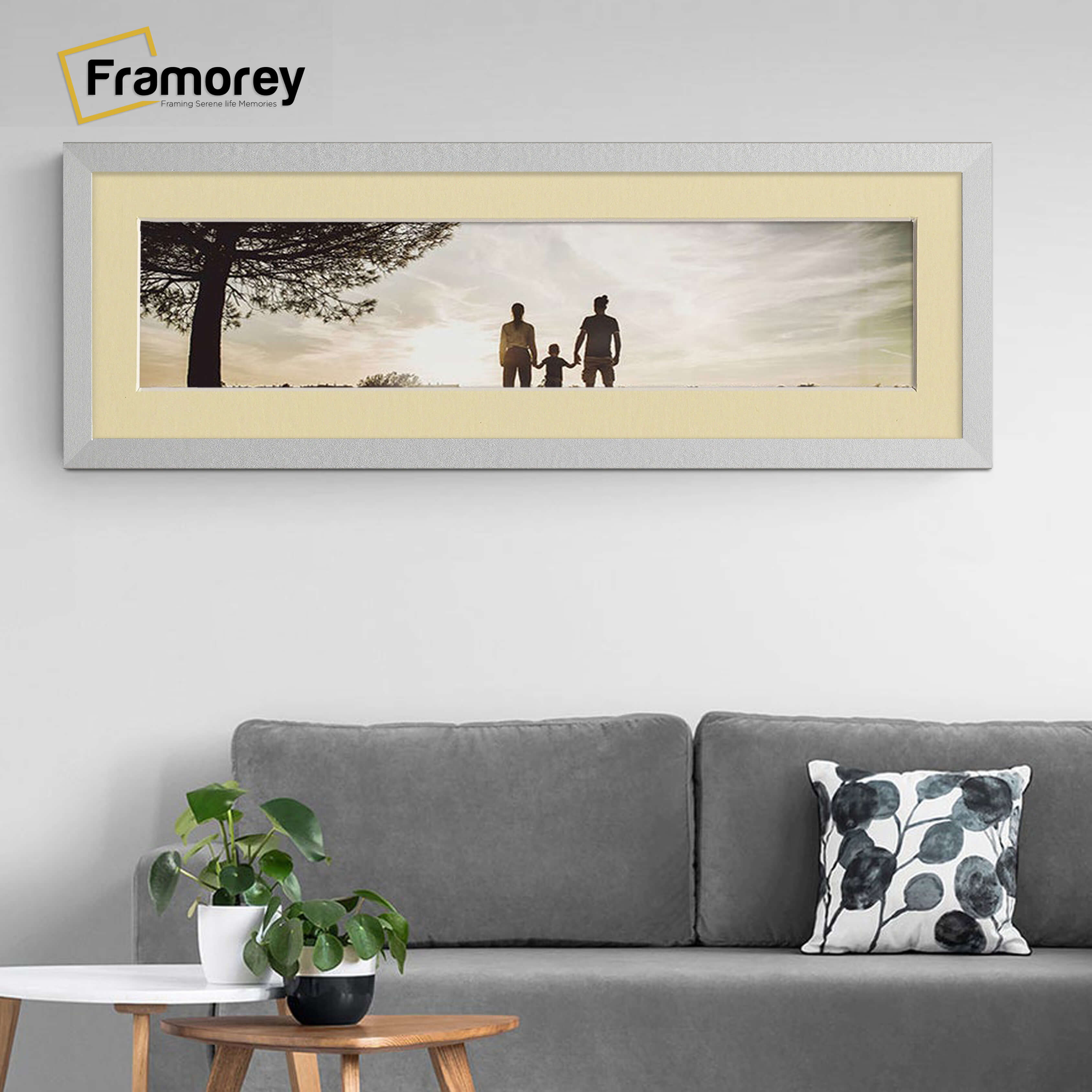 Panoramic Silver Picture Frame With Ivory Mount Wall Décor Frame