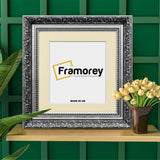 Silver Square Photo Frames Dahlia Wall Art Frame With Ivory Mount