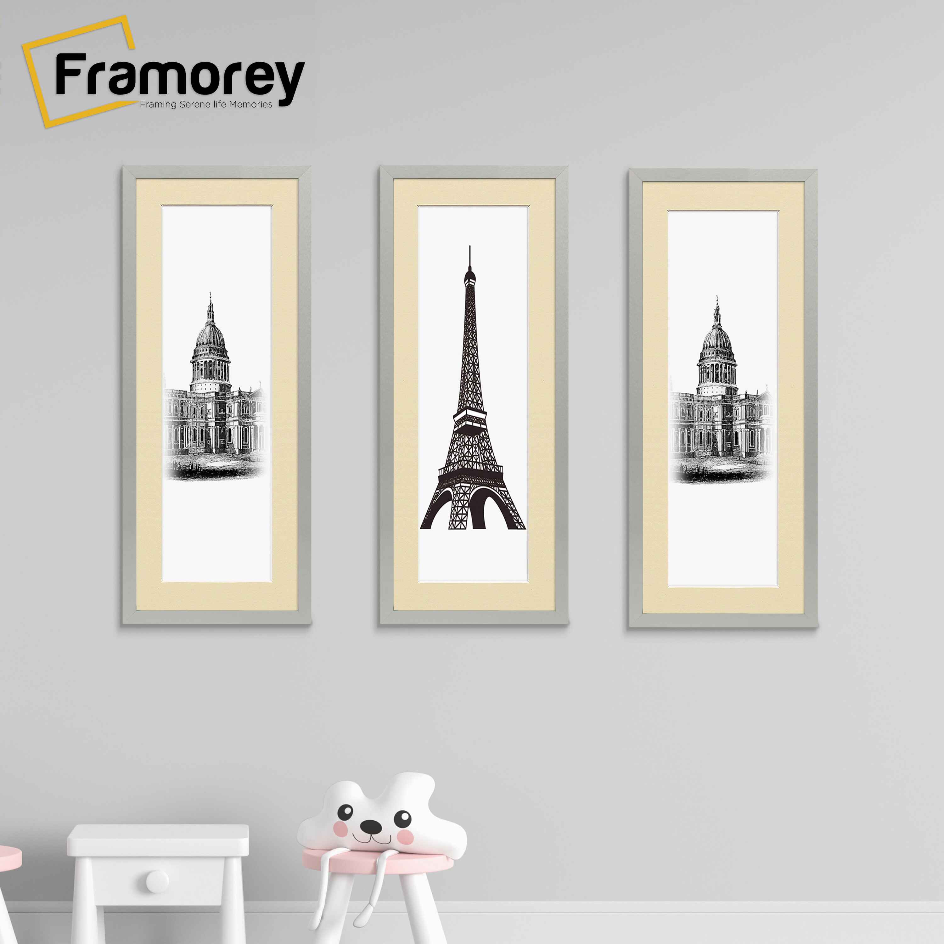 Thin Matt Panoramic Silver Picture Frames With Ivory Mount