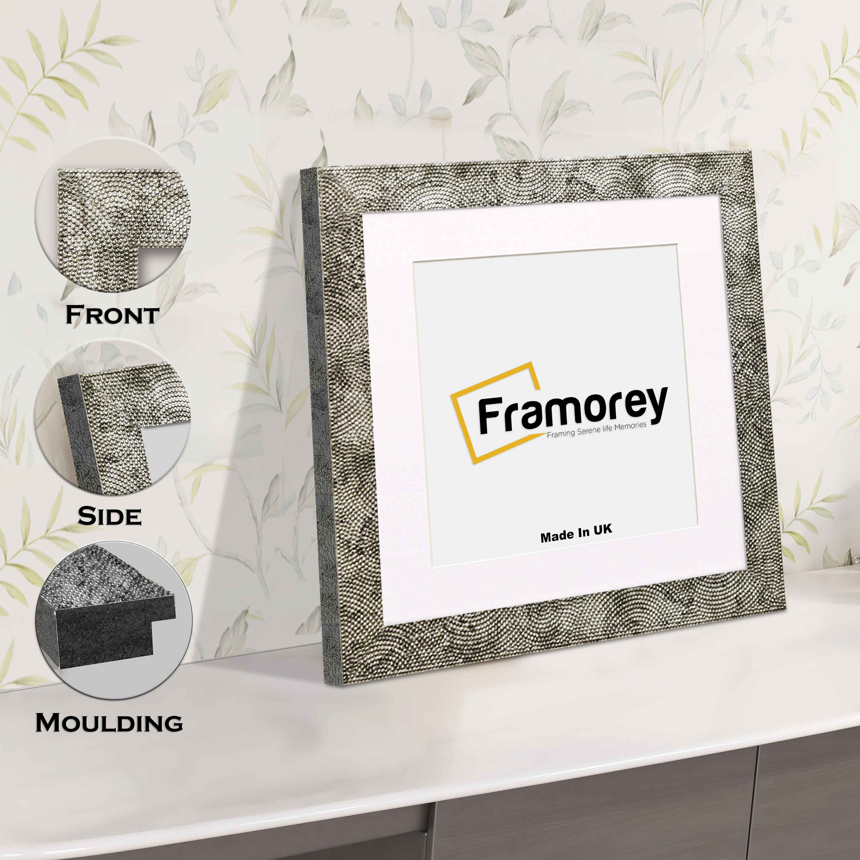 Square Size Silver Perisa Photo Frames Home Decor Frames With White Mount
