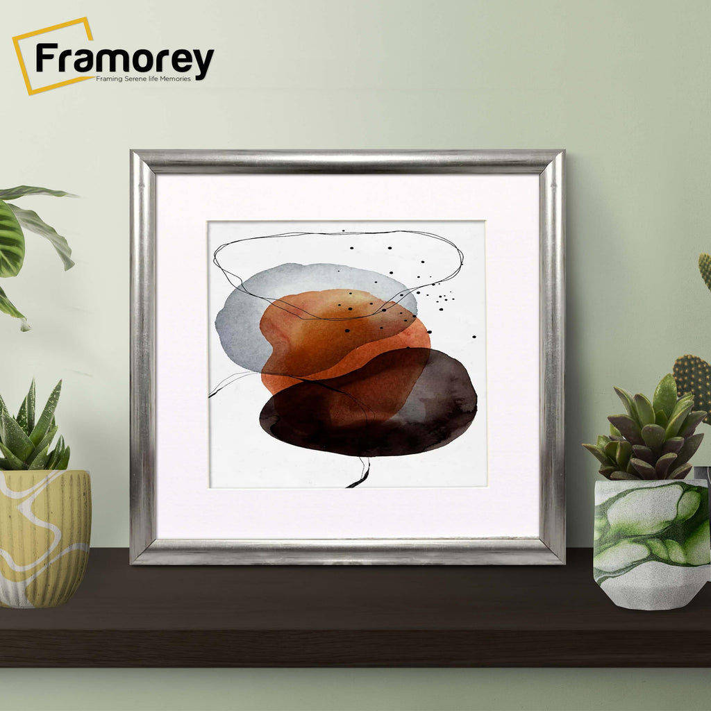 Silver Minimalist Square Size Frames Poster Frame With White Mount
