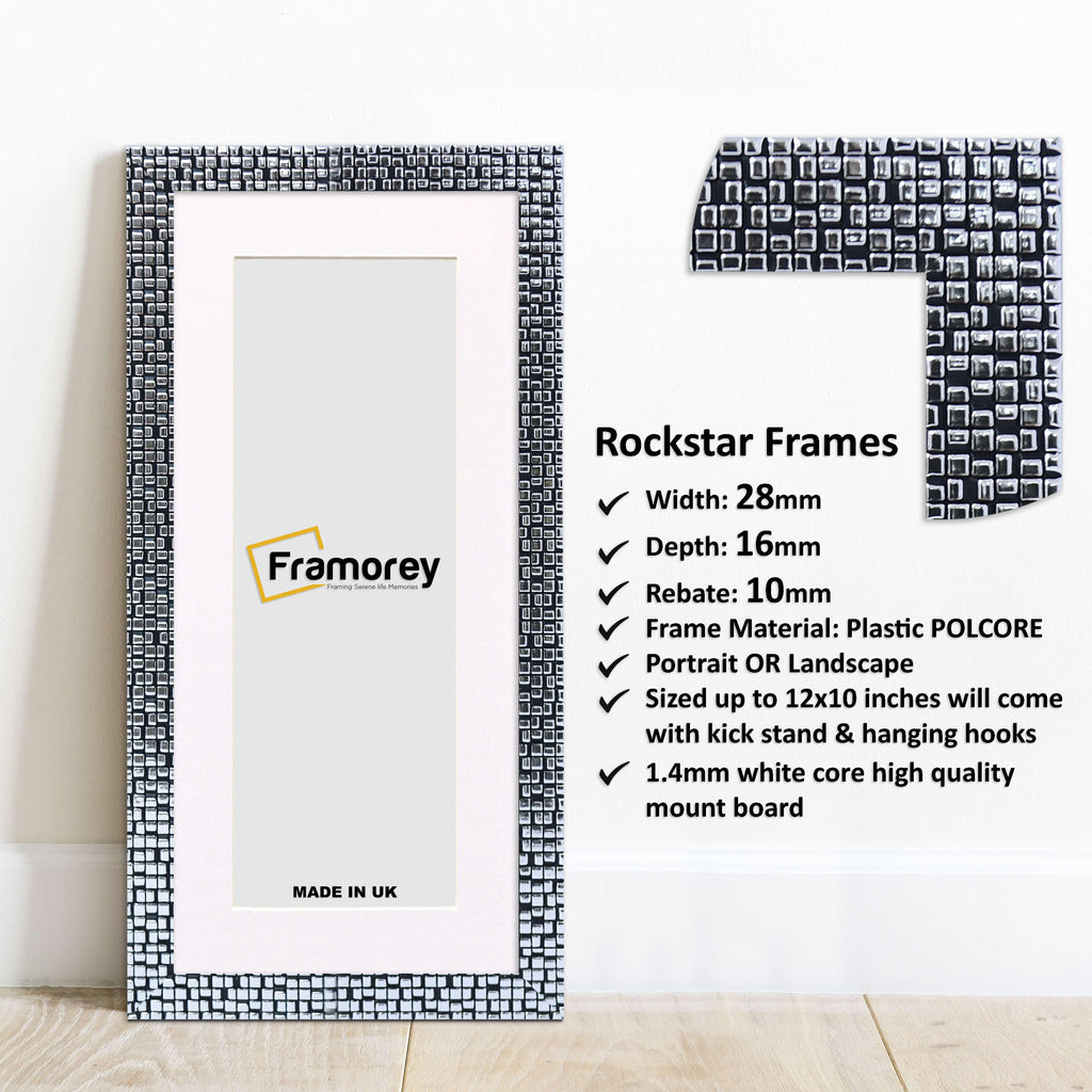 Panoramic Silver Picture Frame Rockstar Wall Art Frame With White Mount