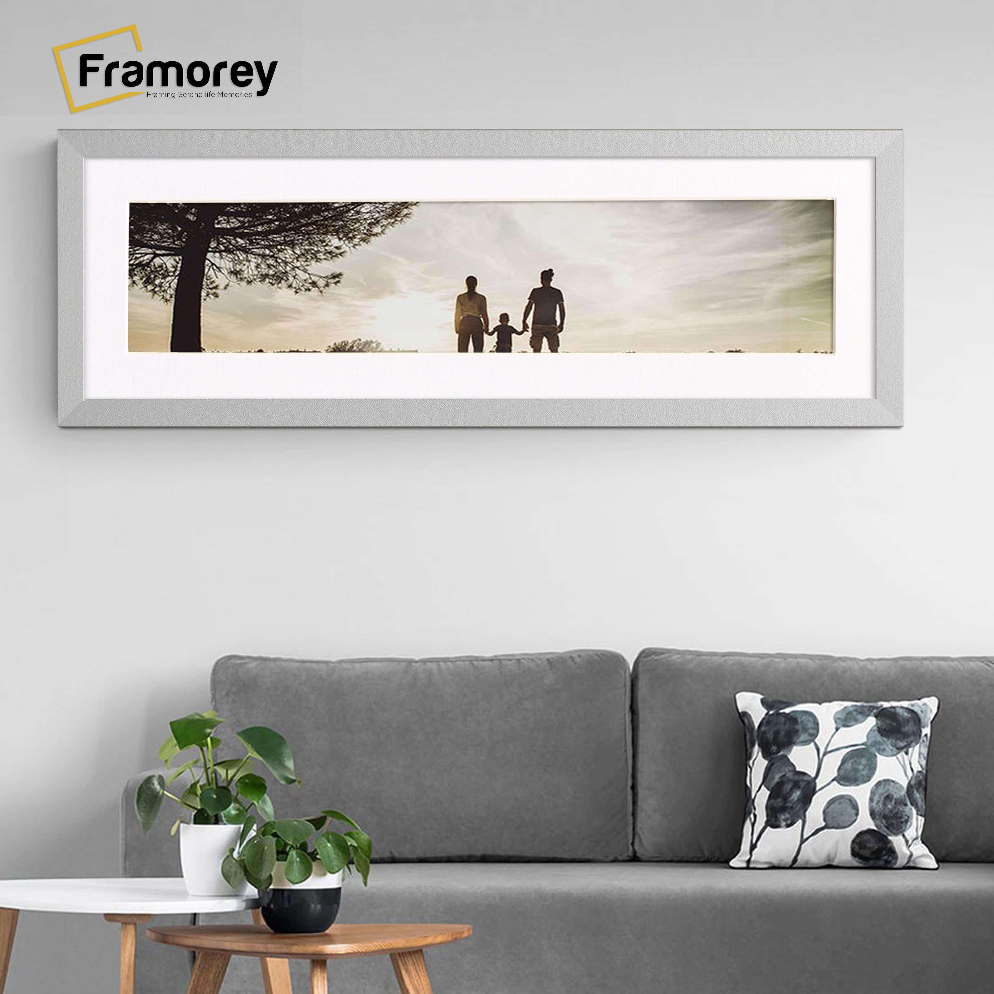 Panoramic Silver Picture Frame With White Mount