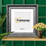 Square Silver Picture Frame Dahlia Wall Art Frame With White Mount