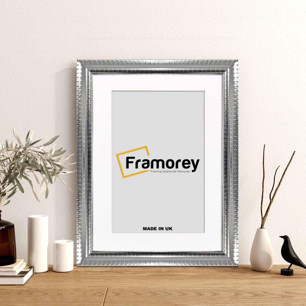 Silver Wall Photo Frame poster Frame With White Mount
