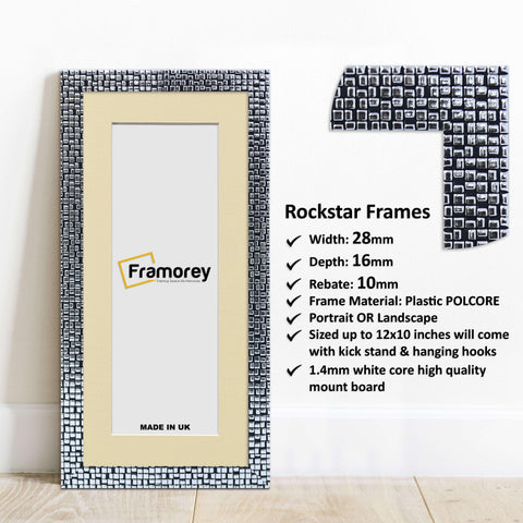 Panoramic Silver Picture Frame Rockstar Wall Art Frame With Ivory Mount