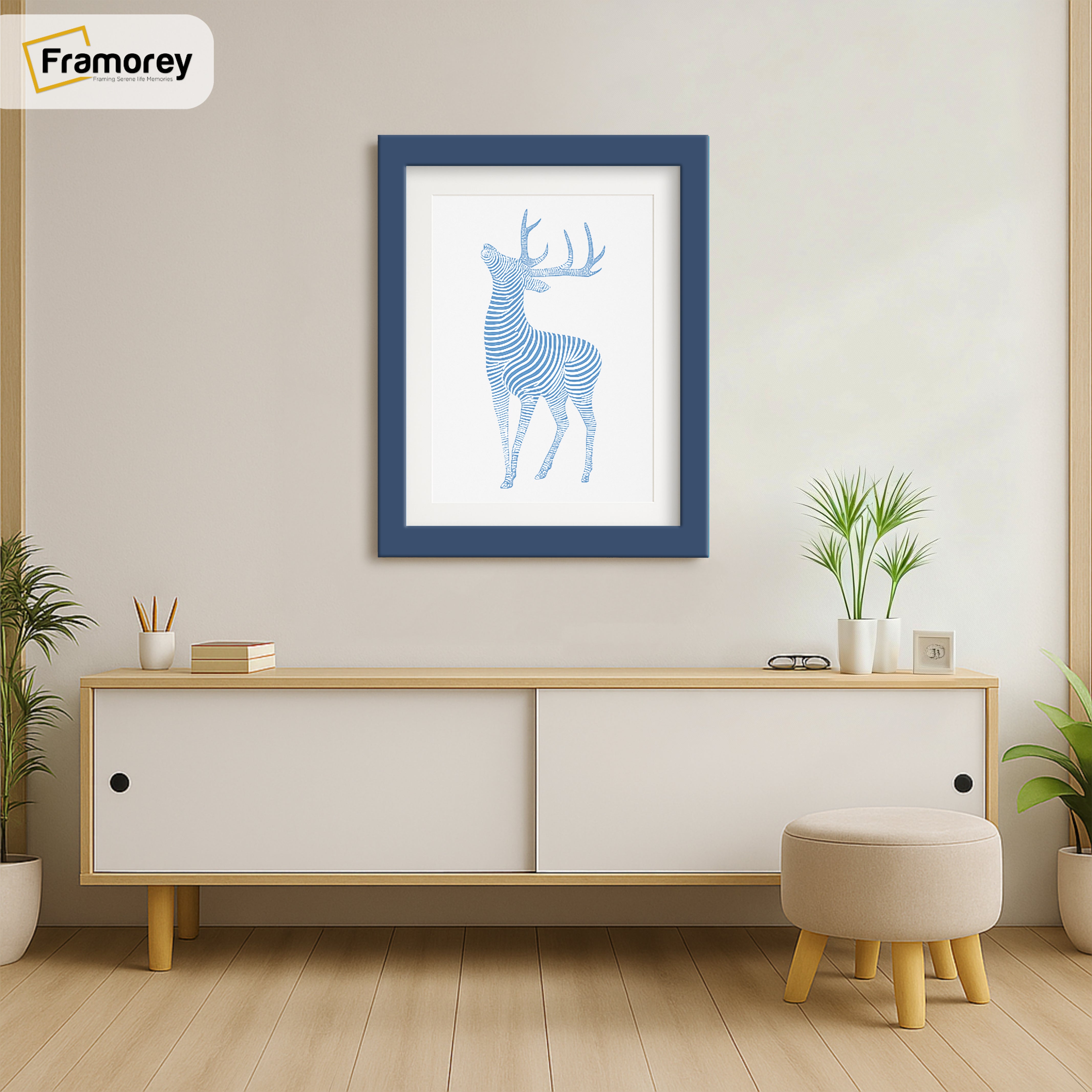 Blue Picture Frame with White mount Wall Decor Frames