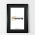 Natural Wood Black picture frame Black Mount shown from front view on a plain white surface standing with a wall