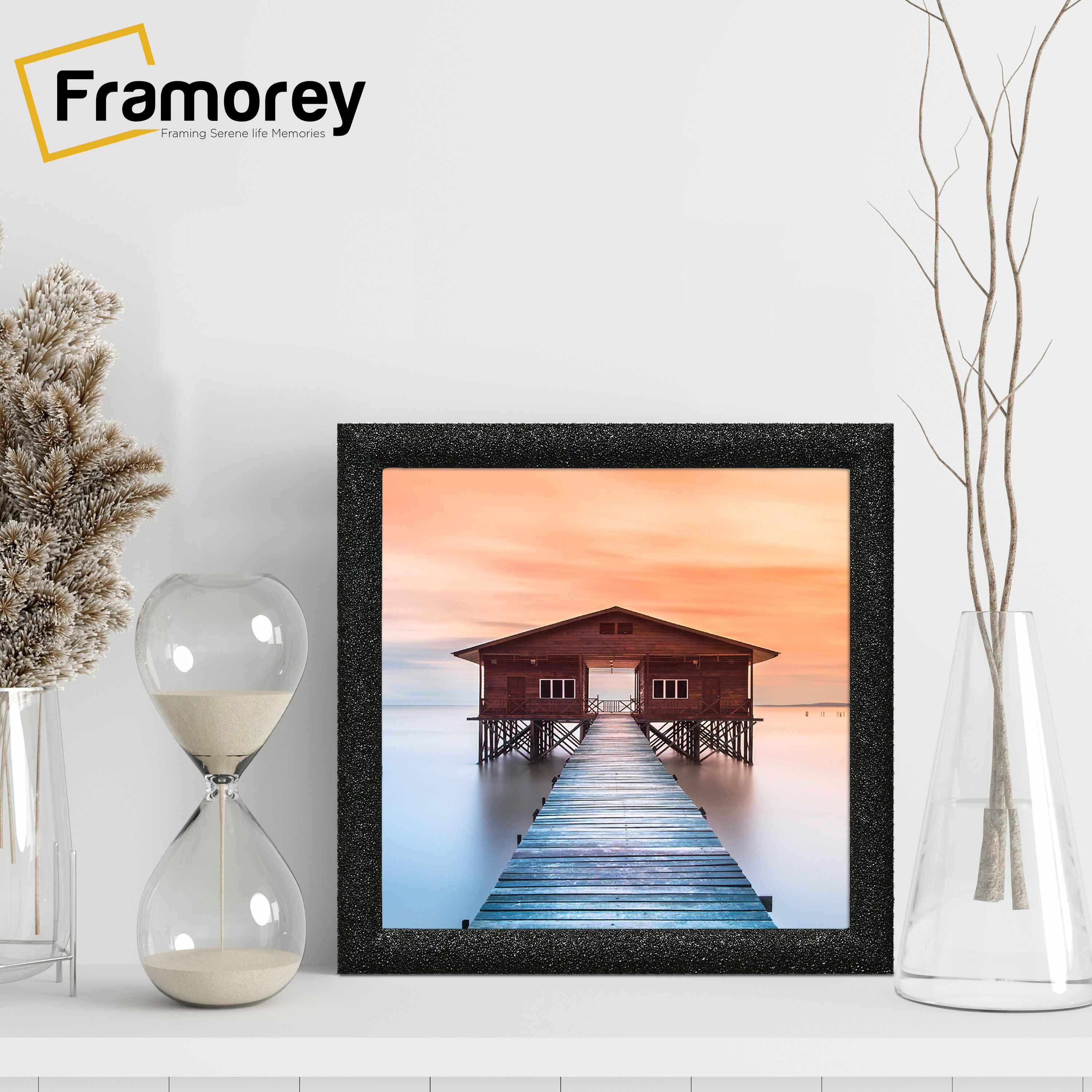 Square Size Glitter Sparkle Black Poster Frames standing with the wall 