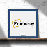 Square Blue Picture Frame Wall Art Photo Frames on a wooden surface