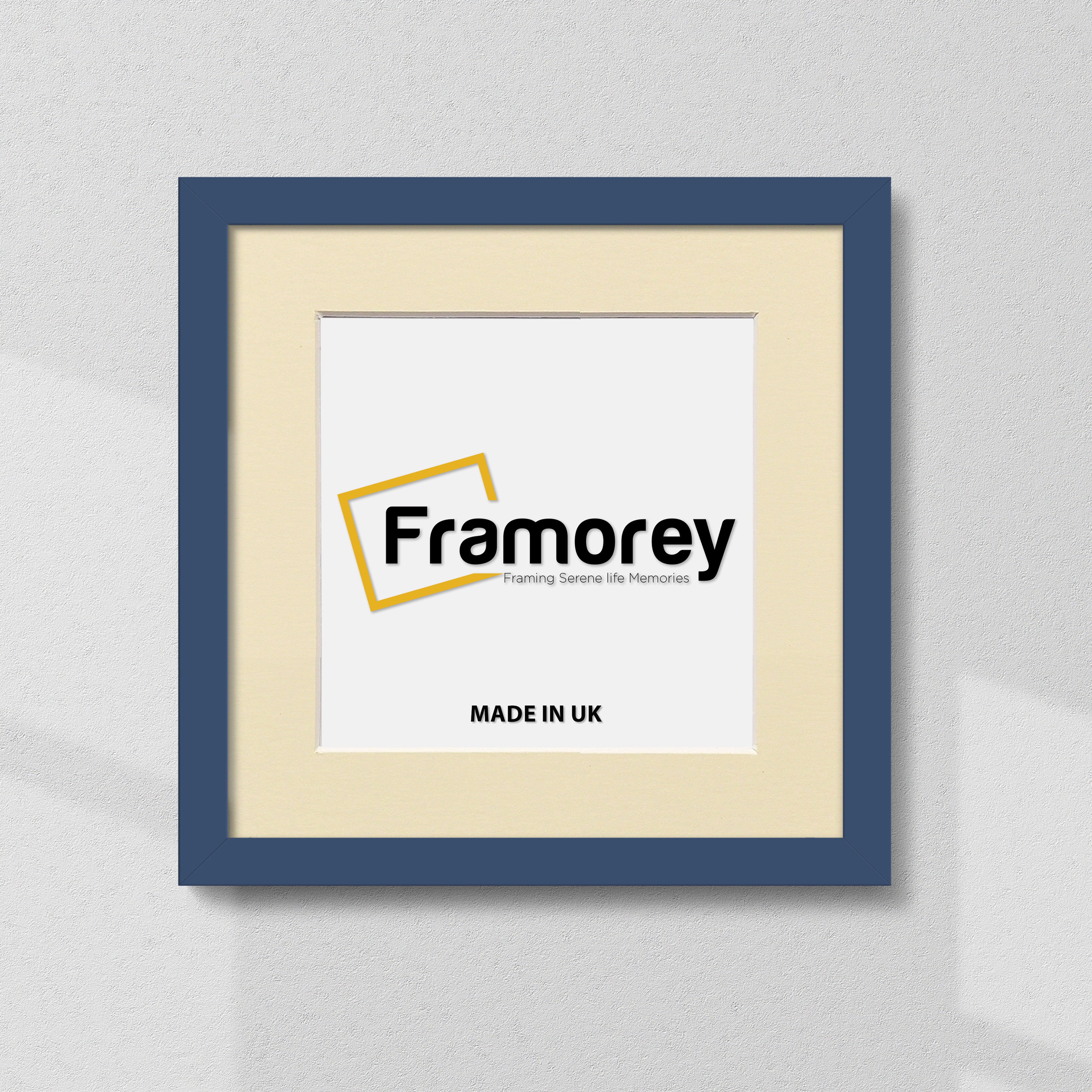 Square Blue Picture Frame with Ivory Mount Wall Art Photo Frame