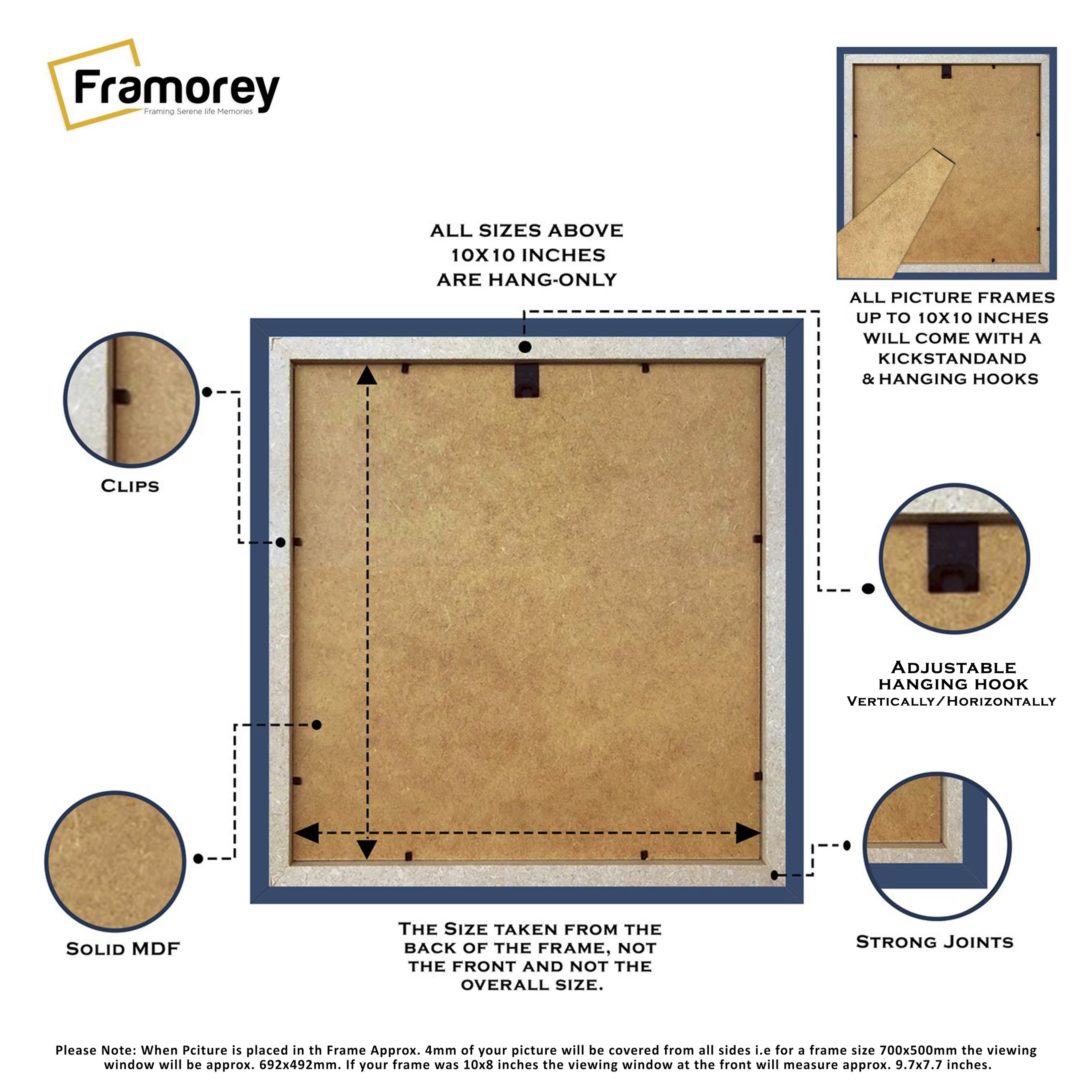 Square Blue Picture Frame with Ivory Mount Wall Art Photo Frames, Features.