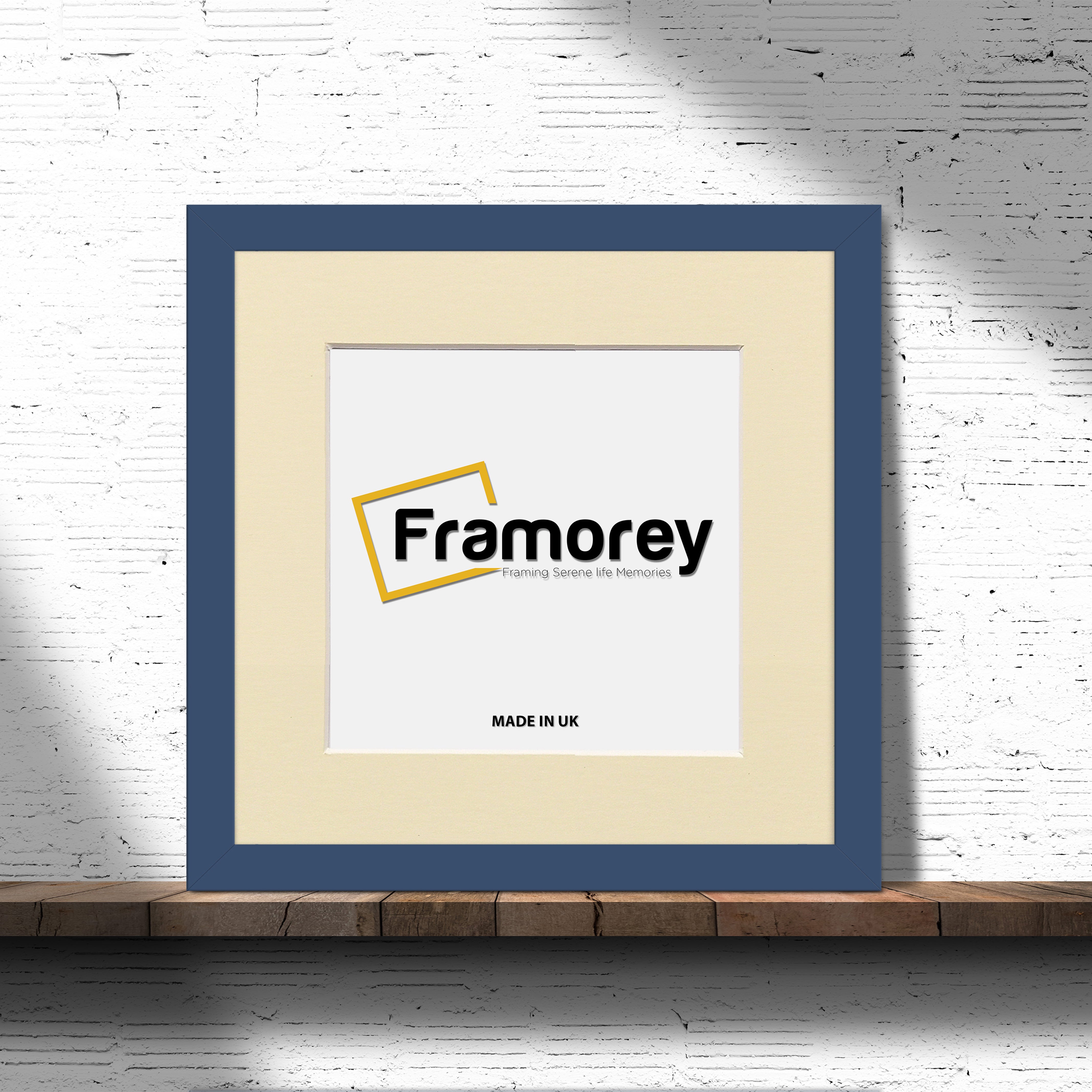 Square Blue Picture Frame with Ivory mount Wall Art Photo Frames