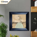 Square size Black poster frame hanging on a wall.