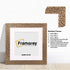 Square Picture Frame With White Mount  on a wooden surface with some details on its parts.