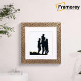 Square Picture Frame With White Mount is hanging on a wall.