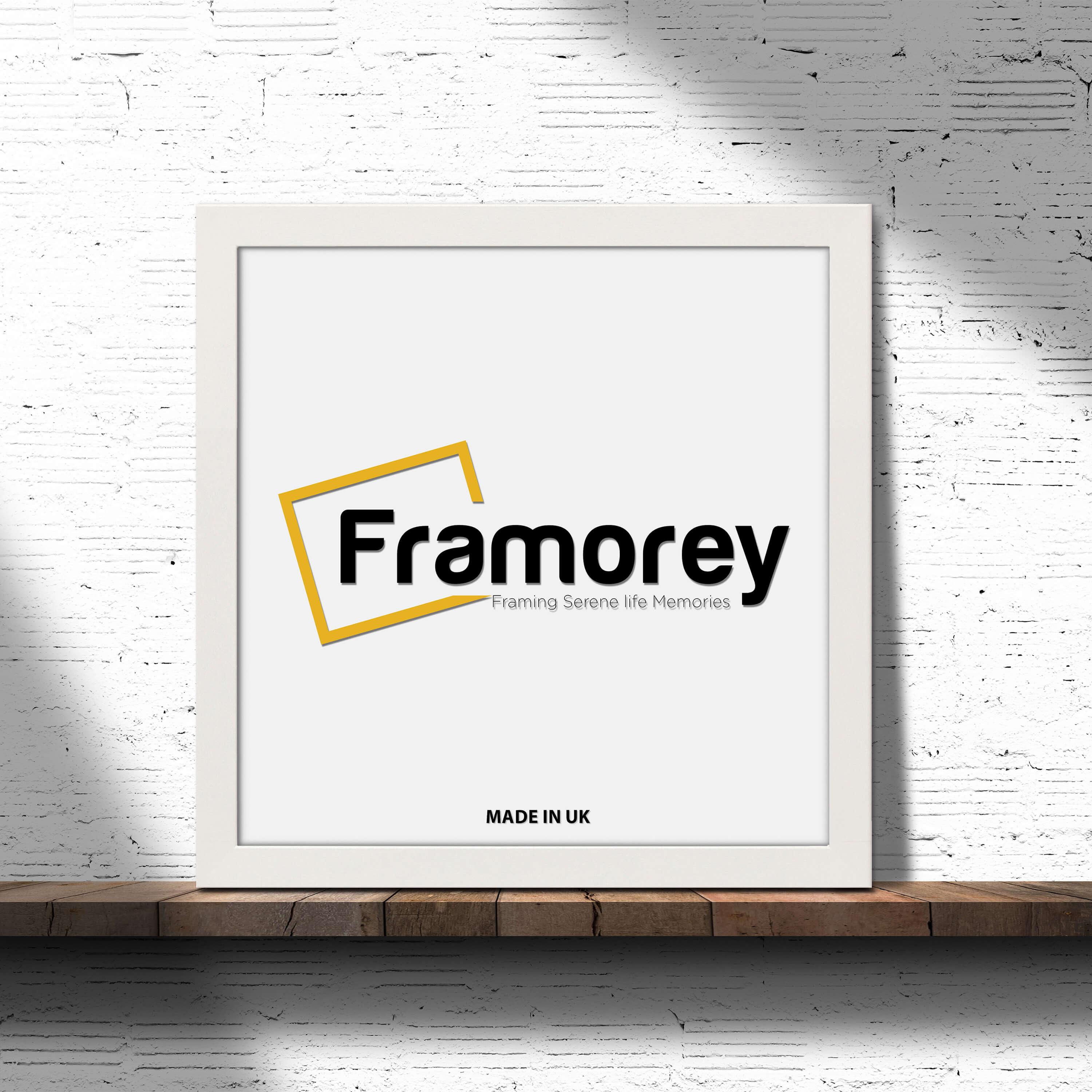 Square Photo Frame Placed on a wooden shelf