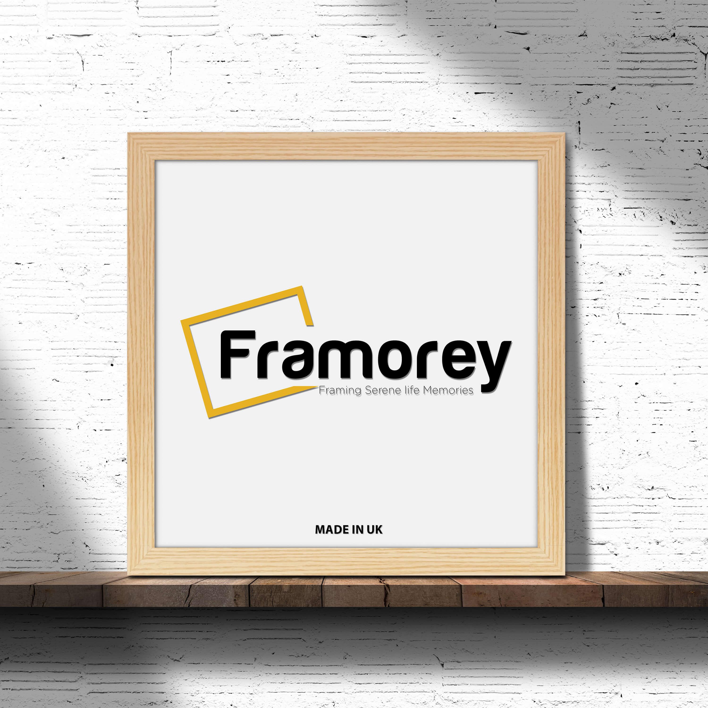 Square Size Pine Picture Frame on a wooden surface.