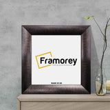 Square Size Brushed Gold Personalized Handmade Photo Frames and a Framorey logo place inside it.