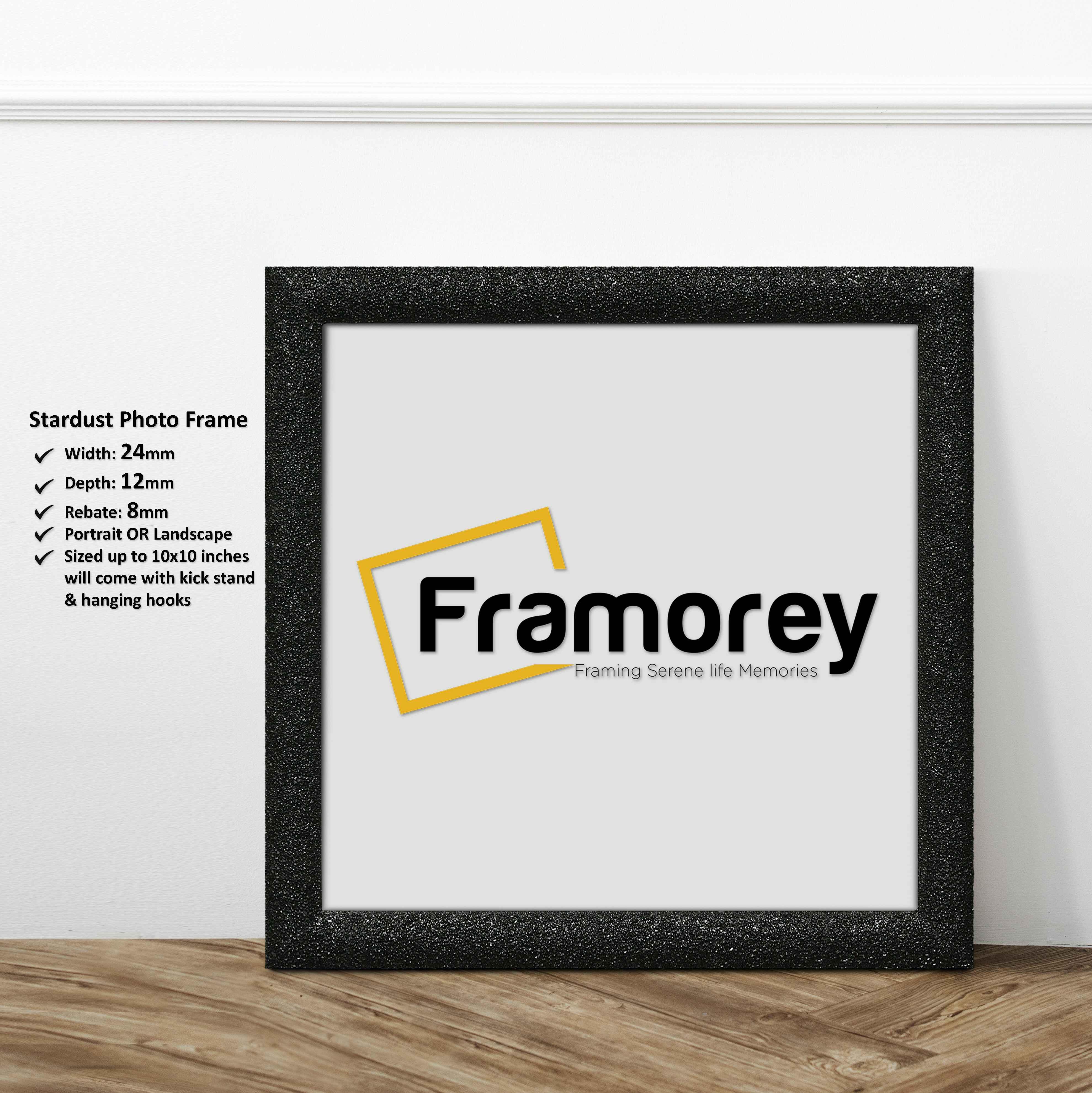 Square Size Glitter Sparkle Black Poster Frames standing with the wall  