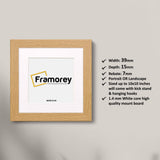 Square Oak Picture Frames with white mount with some details .