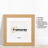 Square Oak Photo Frames with white mount leaning with the wall with some details.