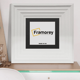 Square Size White Wooden Poster Frame Big Step style frame with black color mount.