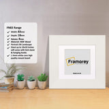 Square White Photo Print Frame with White Mount with some detail on its measurement.