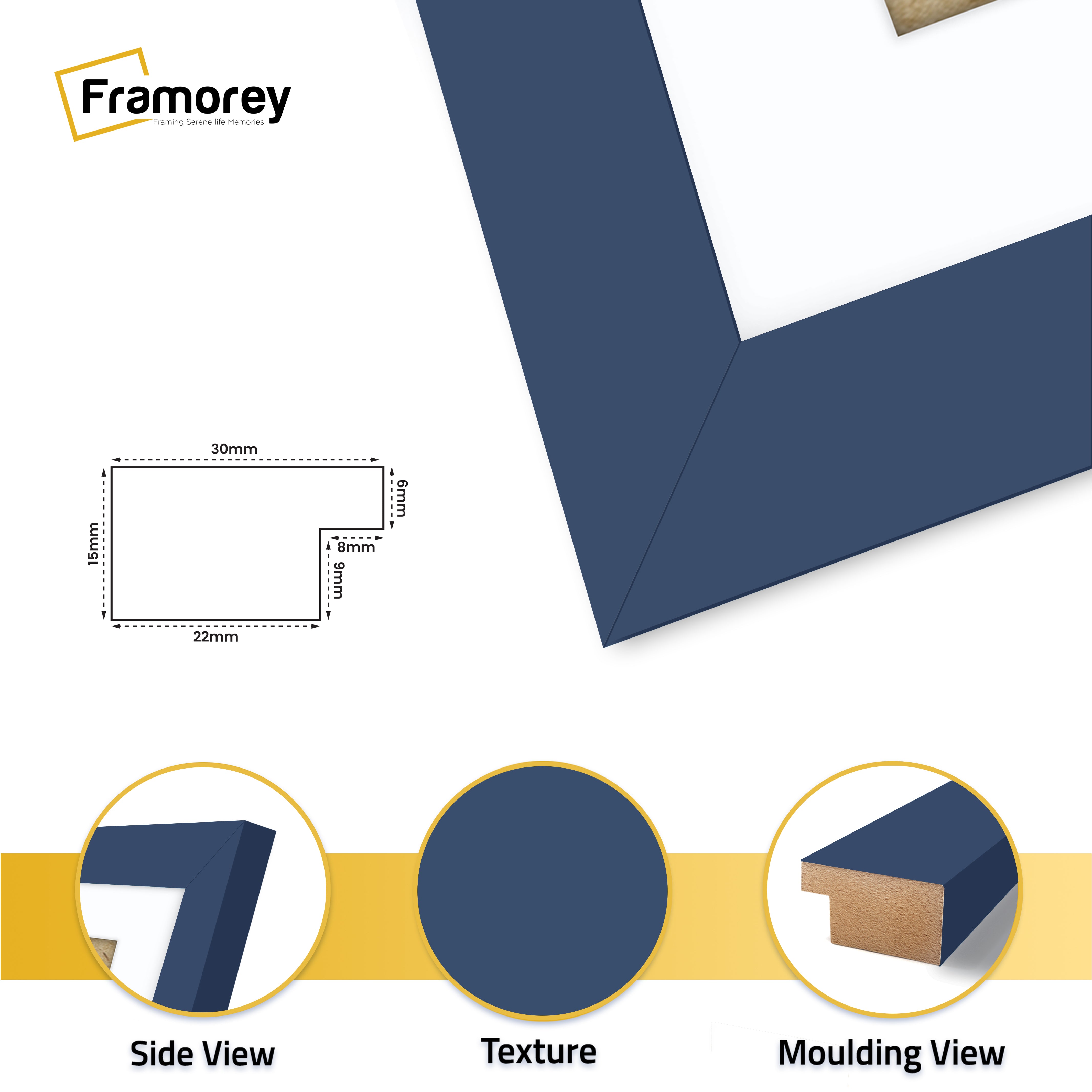 Blue Picture Frame with White mount Wall Decor Frames