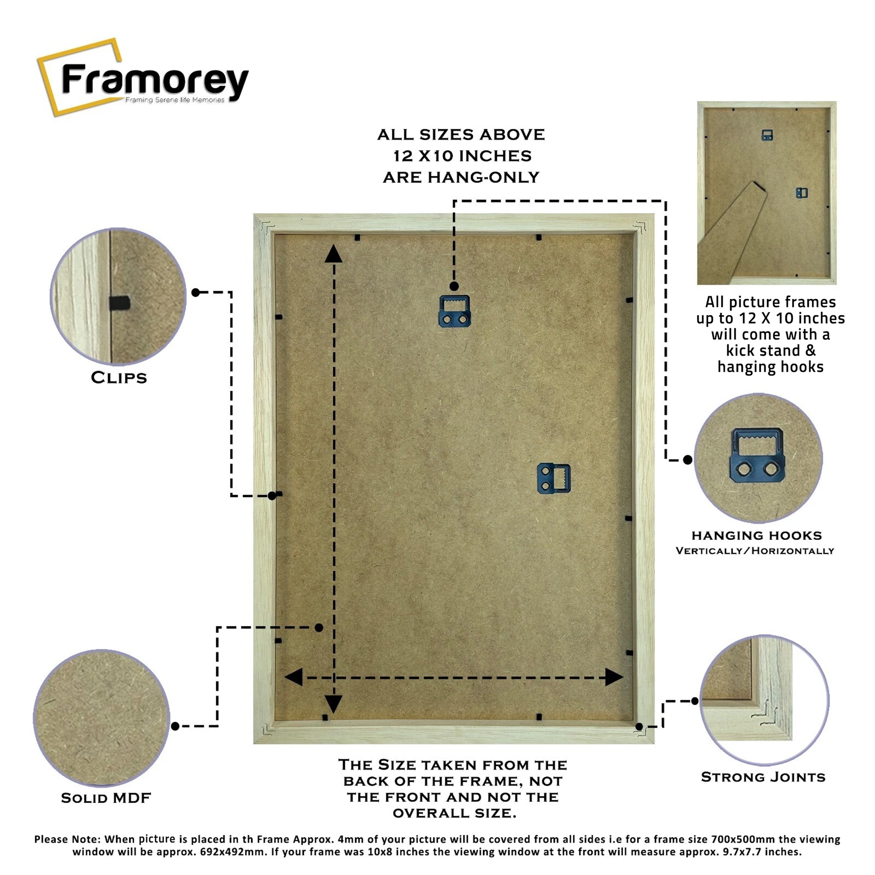 Thin Black Solid Wood Backside View Poster Frame Highlighting its features