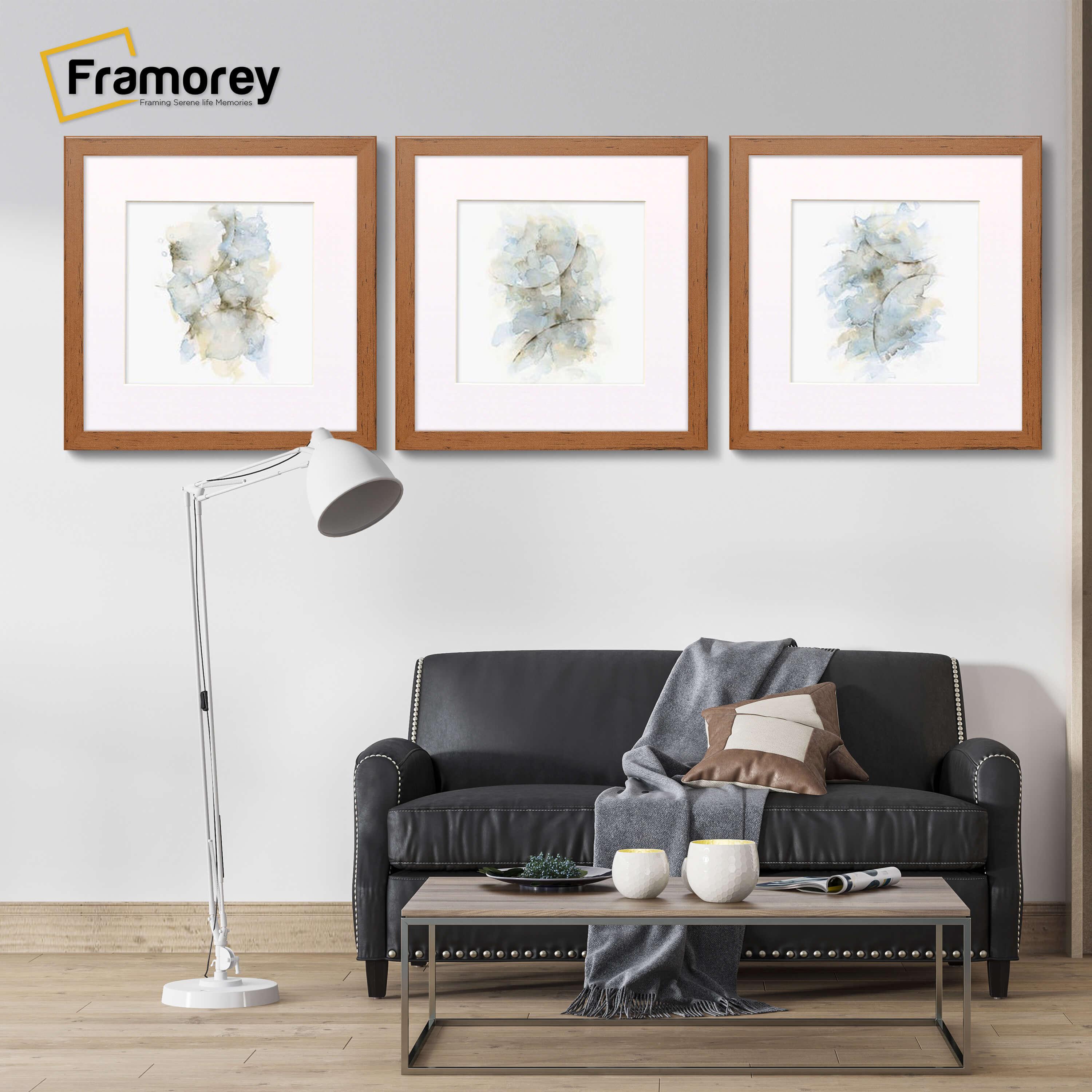 Square Walnut Frame Walnut Picture Frame With White Mount in Square Sizes – FRAMOREY
