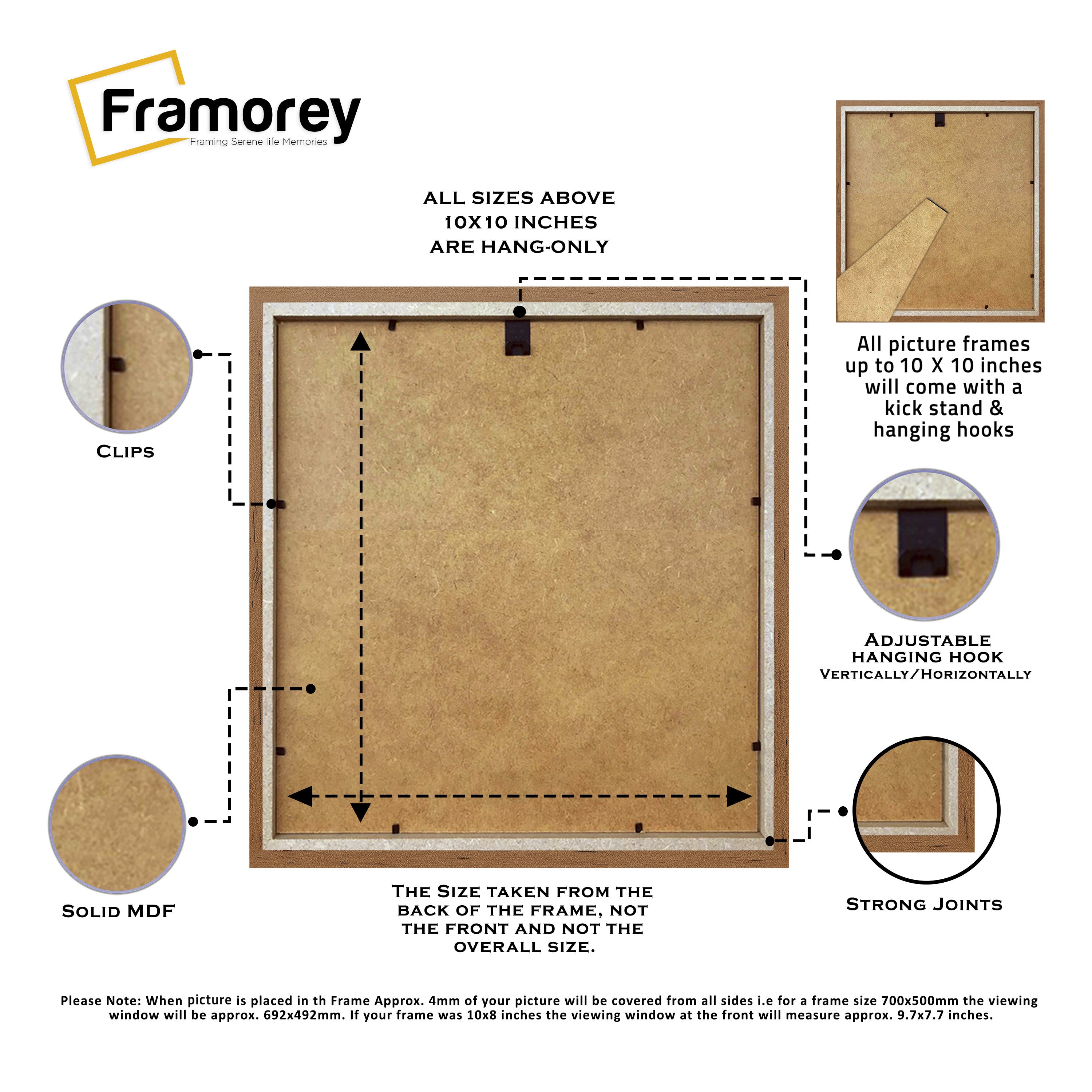 Square Size Thin Matt Walnut Picture Frames With White Mount