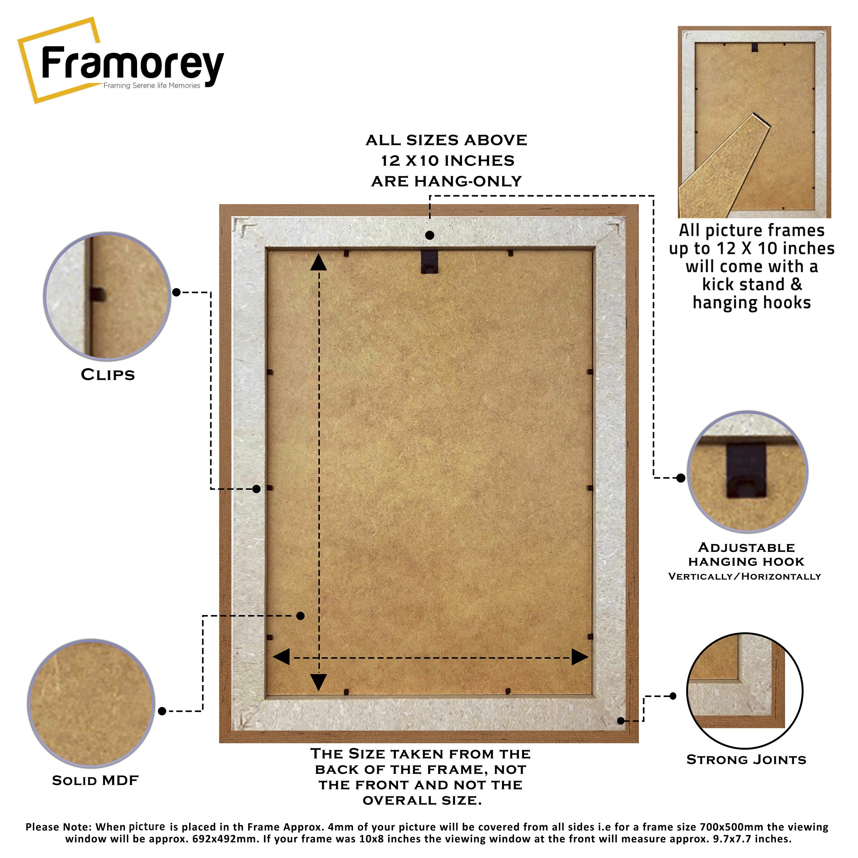 Back side view of Walnut Poster frame highlighting frame material and hanging hooks