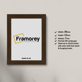 Modern walnut wood picture frame, front view dark wood photo frame for gallery wall art display