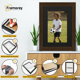 illustration of how to install a walnut with black mount picture frame step by step
