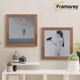 Step Style Square Size Walnut Picture Frame Wall Art Poster Frame