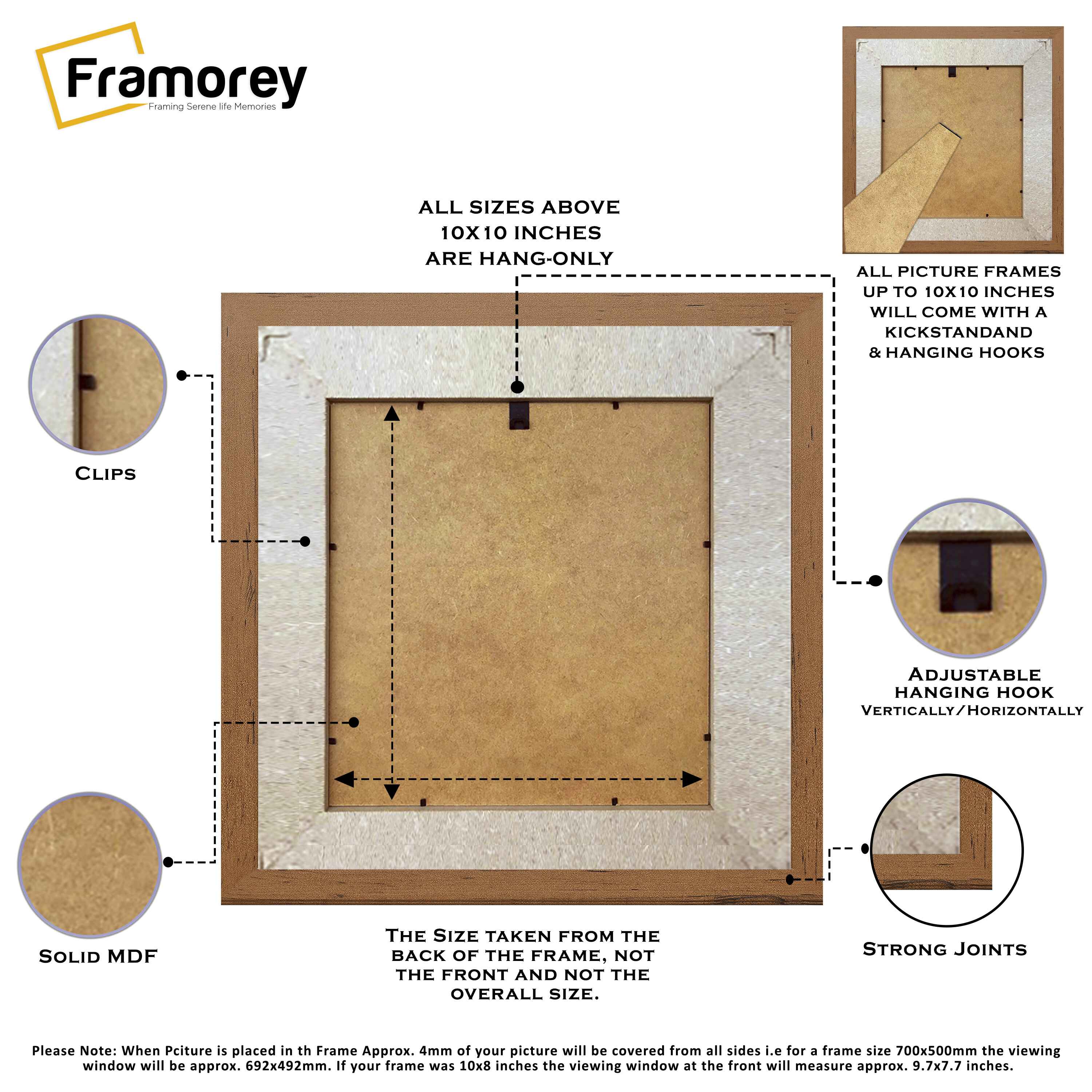 Square Size Walnut Wooden Picture Frames Big Step Style