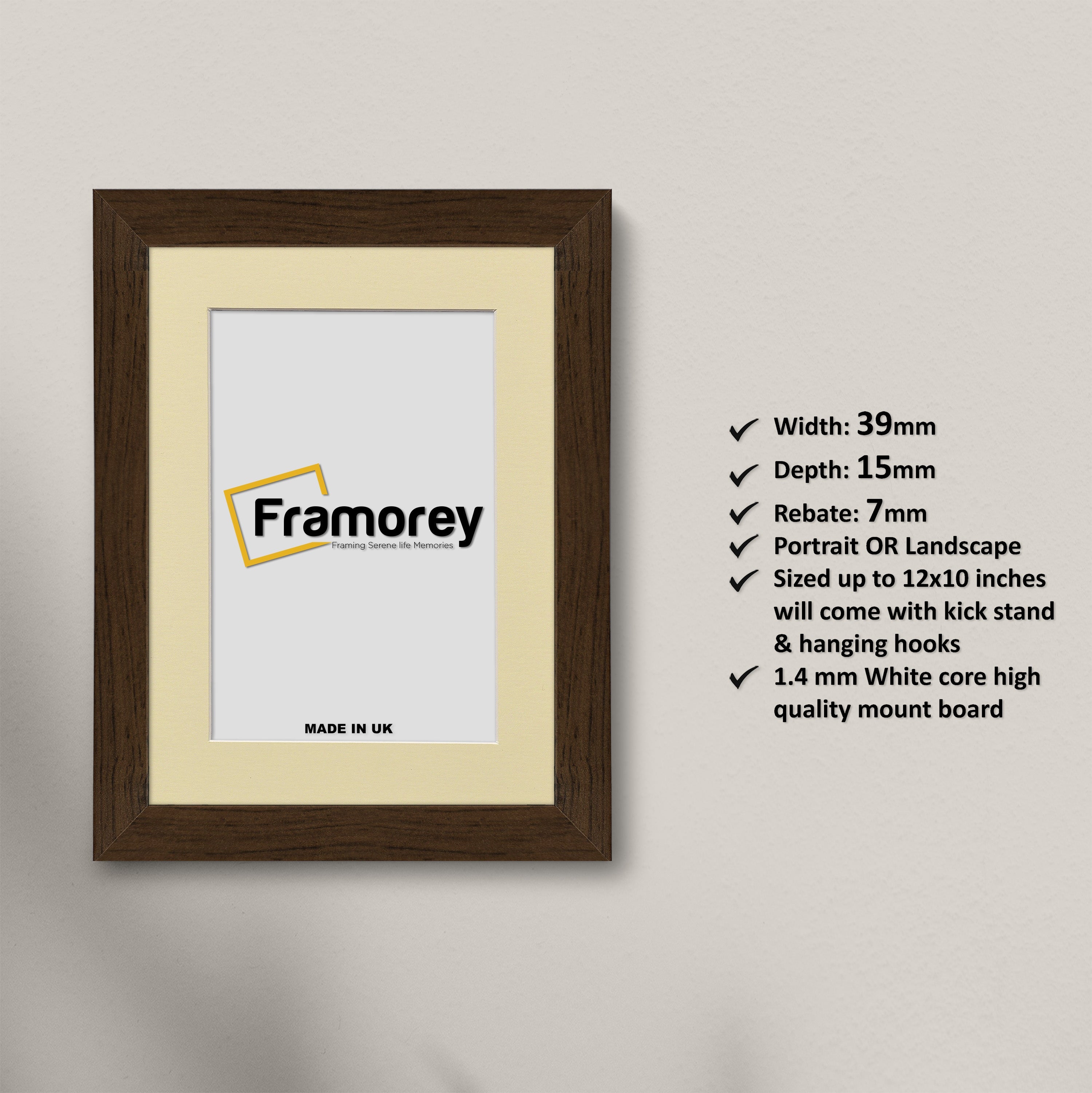 Walnut Photo Frames Handmade Wooden Poster Frames With Ivory Mount