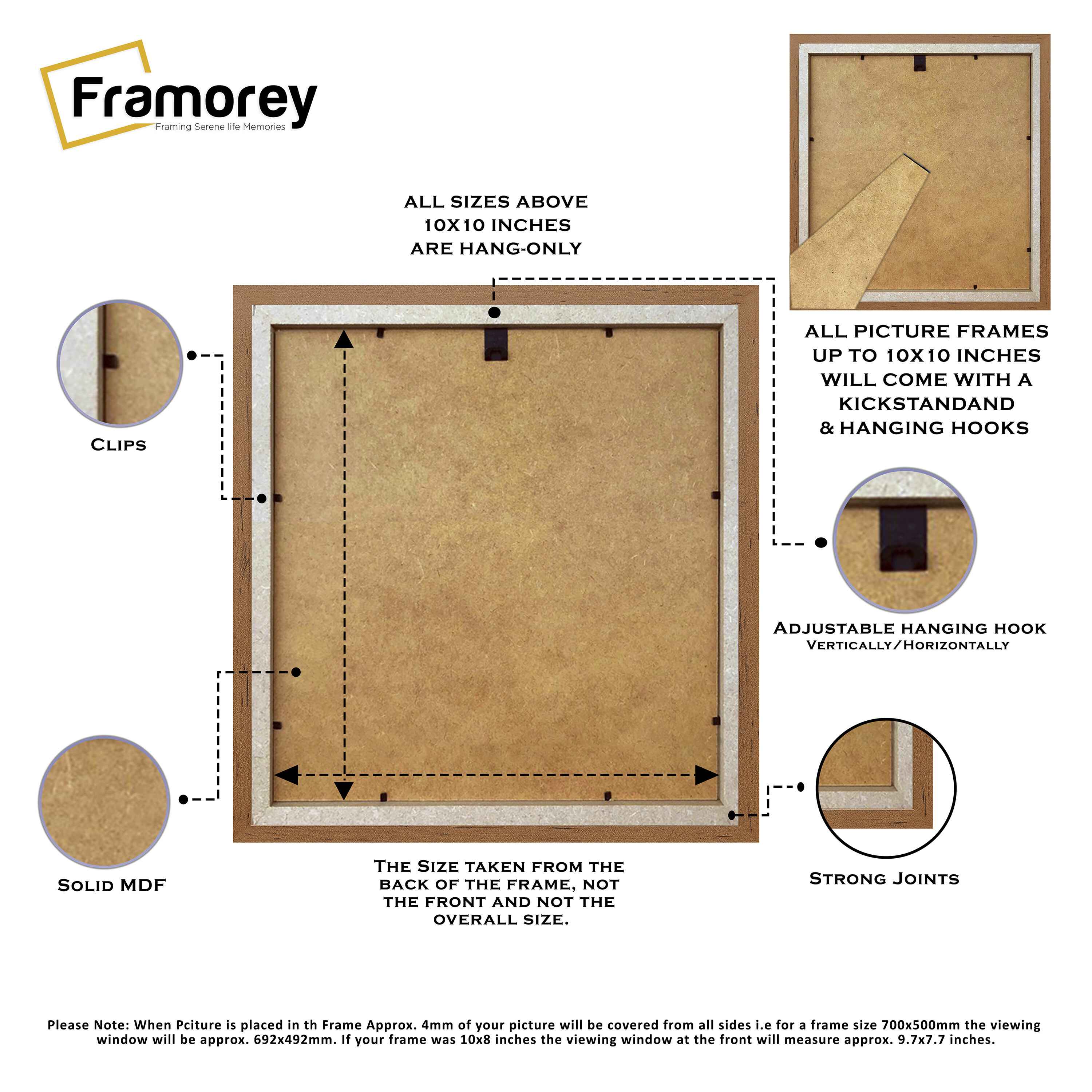 Step Style Square Size Walnut Picture Frame With White Mount