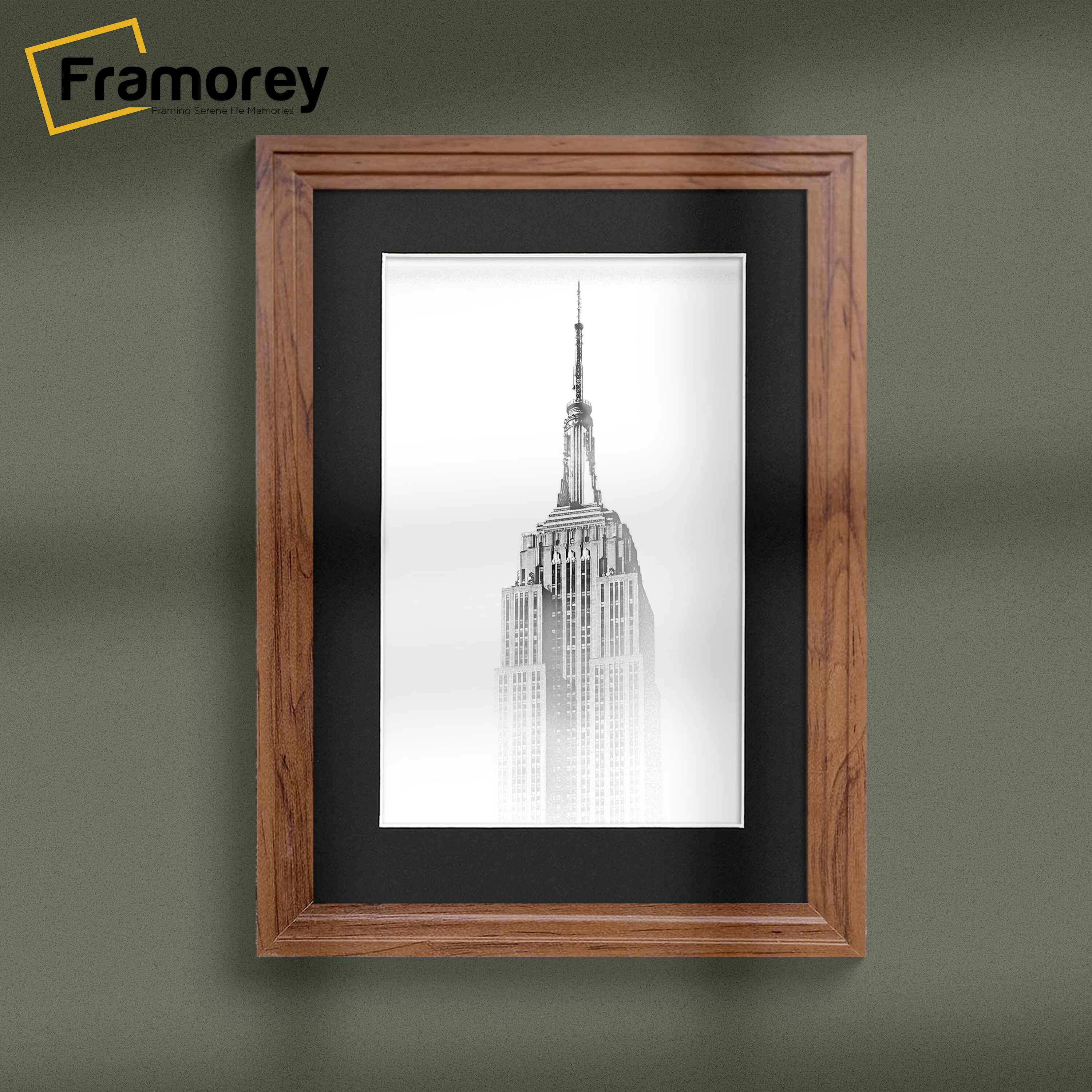 Step Style Walnut Picture Frame Wall Art Poster Frame With Black Mount