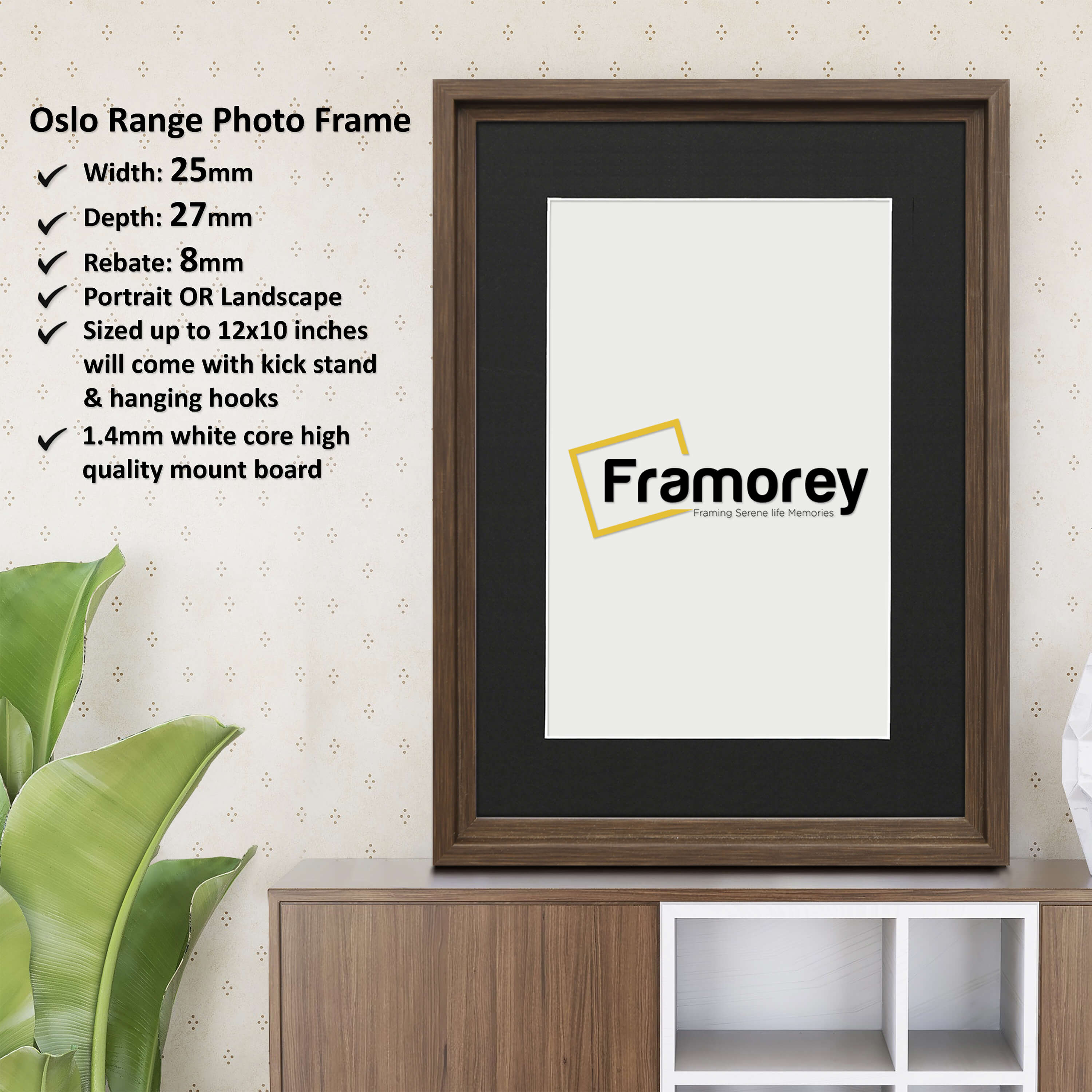 Walnut Picture Frame Oslo Style Photo Frames With Black Mount