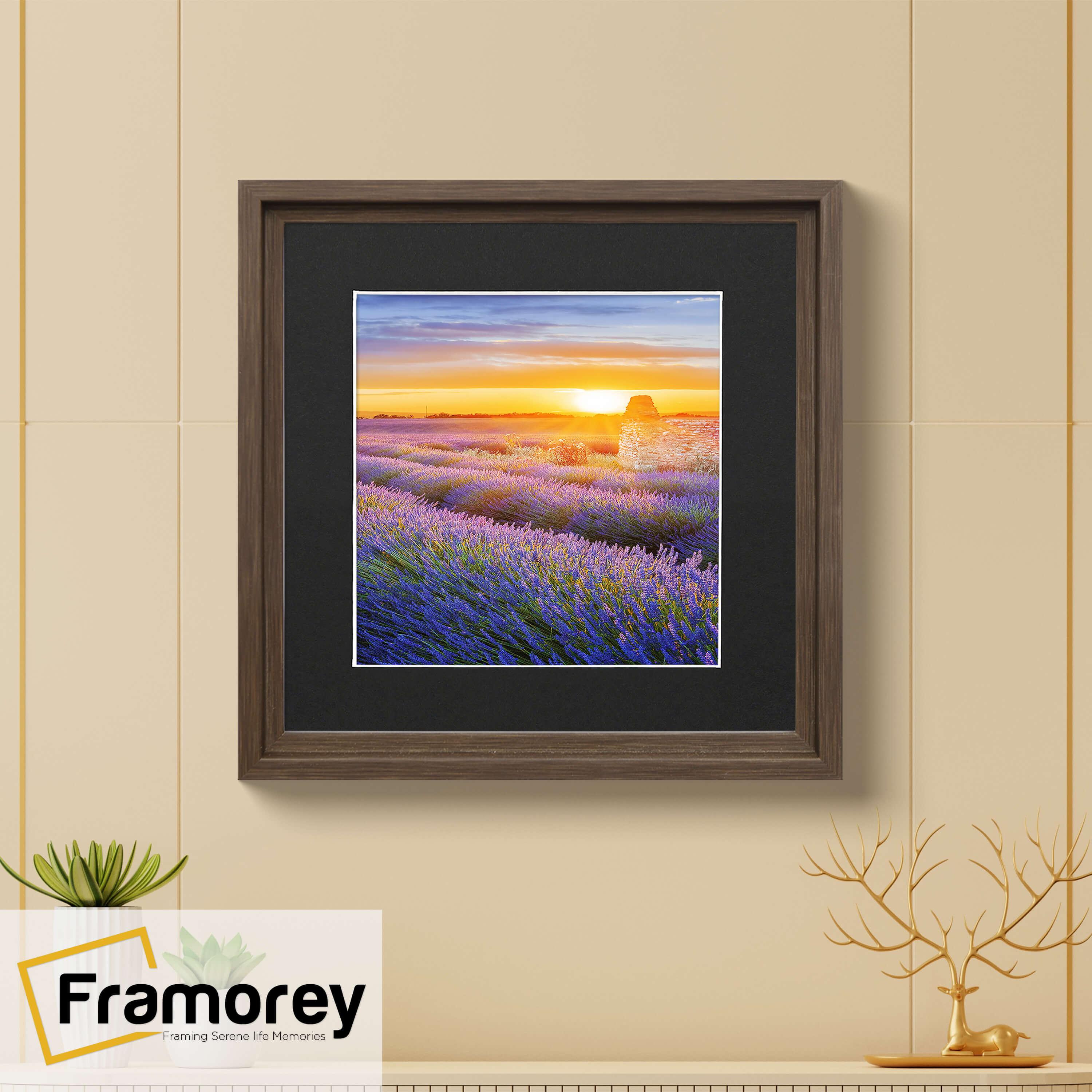 Square Walnut Frame Square Walnut Oslo Photo Frames with Black Mount – Stylish Wall Art ...