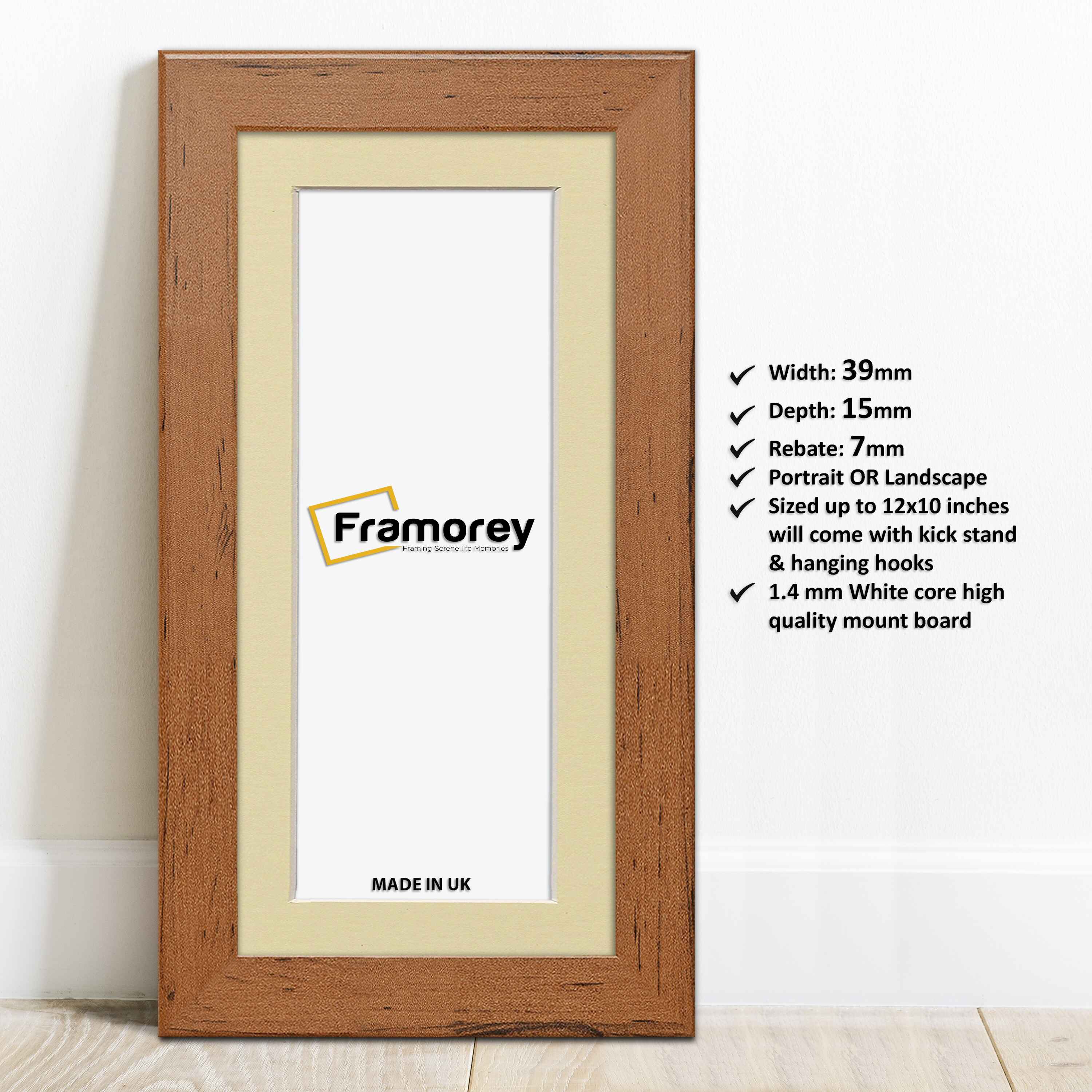 Panoramic Size Walnut Picture Frames Handmade Wooden Poster Frames With Ivory Mount