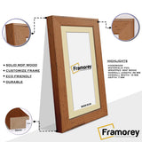 Panoramic Walnut Picture Frames Handmade Poster Frames With Ivory Mount