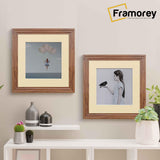 Step Style Square Size Walnut Picture Frame With Ivory Mount