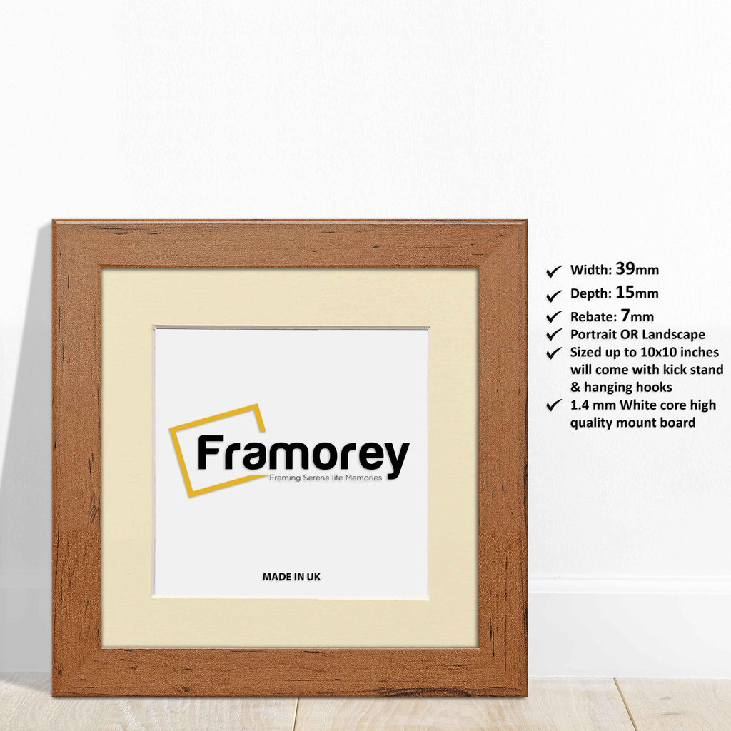 Square Walnut Picture Frames Wooden Photo Frames With Ivory Mount